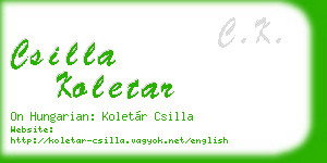 csilla koletar business card